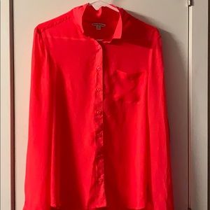 bright pink button down blouse